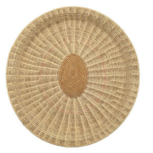 Vintage Handmade Woven Grass Basket Tray Wall Art Raffia Boho Coastal 12”
